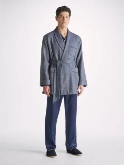 Men's Smoking Jacket Lincoln 11 Wool Navy -Derek Rose Shop 5550 LINC011NAV 75771