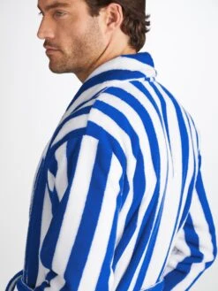 Men's Bathrobe Aston 31 Terry Cotton Blue 13 Men's Bathrobe Aston 31 Terry Cotton Blue -Derek Rose Shop 5705 ASTO031BLU 1672