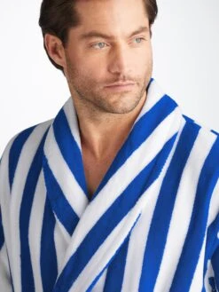 Men's Bathrobe Aston 31 Terry Cotton Blue 14 Men's Bathrobe Aston 31 Terry Cotton Blue -Derek Rose Shop 5705 ASTO031BLU 1706