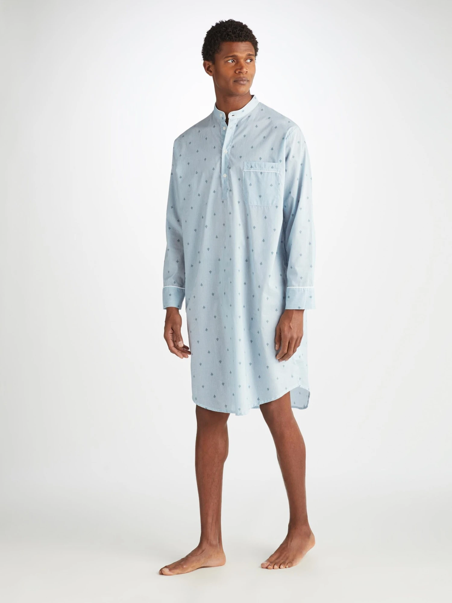 Men's Nightshirt Nelson 100 Cotton Batiste Blue 3 Men's Nightshirt Nelson 100 Cotton Batiste Blue
