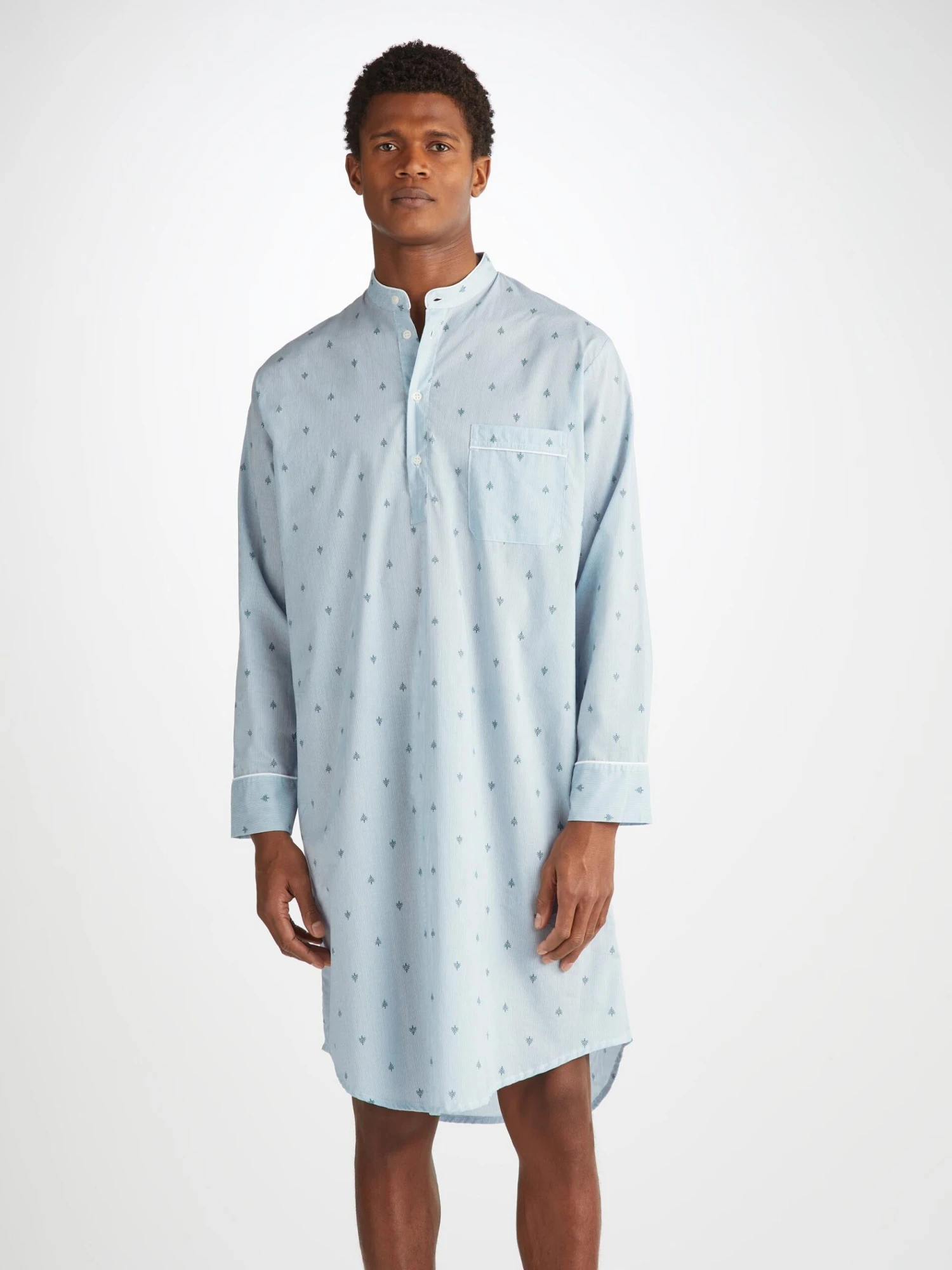 Men's Nightshirt Nelson 100 Cotton Batiste Blue 5 Men's Nightshirt Nelson 100 Cotton Batiste Blue - Image 3