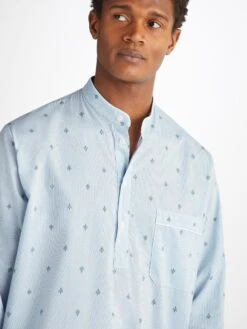 Men's Nightshirt Nelson 100 Cotton Batiste Blue 11 Men's Nightshirt Nelson 100 Cotton Batiste Blue -Derek Rose Shop 5775 NELS100BLU 3374