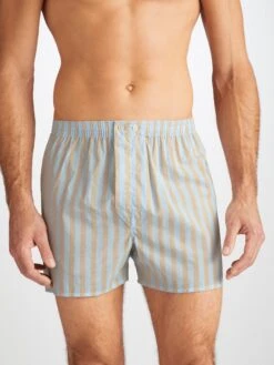 Men's Classic Fit Boxers Amalfi 20 Cotton Batiste Blue -Derek Rose Shop 6000 AMAL020BLU 299