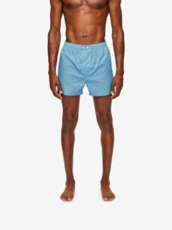 Men's Classic Fit Boxers Ledbury 56 Cotton Batiste Blue -Derek Rose Shop 6000 LEDB056BLU 541