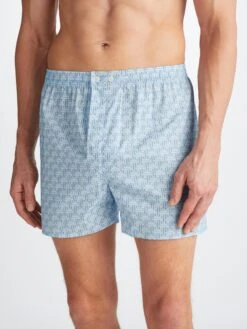 Men's Classic Fit Boxers Ledbury 72 Cotton Batiste Blue -Derek Rose Shop 6000 LEDB072BLU 32888