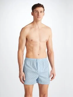 Men's Classic Fit Boxers Ledbury 72 Cotton Batiste Blue -Derek Rose Shop 6000 LEDB072BLU 32902
