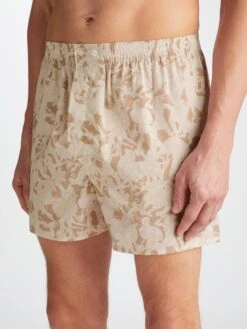 Men's Classic Fit Boxers Ledbury 73 Cotton Batiste Sand -Derek Rose Shop 6000 LEDB073SAN 36620