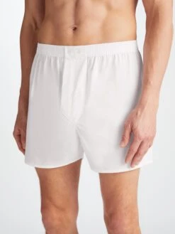 Men's Classic Fit Boxers Savoy Cotton White -Derek Rose Shop 6000 SAVO001WHI 36860