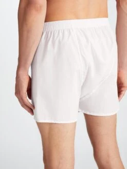 Men's Classic Fit Boxers Savoy Cotton White -Derek Rose Shop 6000 SAVO001WHI 36877