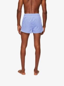 Men's Modern Fit Boxers Amalfi Cotton Batiste Blue -Derek Rose Shop 6050 AMAL001BLU 1019