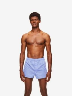 Men's Modern Fit Boxers Amalfi Cotton Batiste Blue -Derek Rose Shop 6050 AMAL001BLU 986