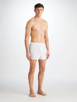 Men's Modern Fit Boxers Savoy Cotton White -Derek Rose Shop 6050 SAVO001WHI 36657