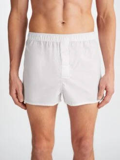 Men's Modern Fit Boxers Savoy Cotton White -Derek Rose Shop 6050 SAVO001WHI 36678