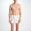 Men's Modern Fit Boxers Savoy Cotton White -Derek Rose Shop 6050 SAVO001WHI 36708