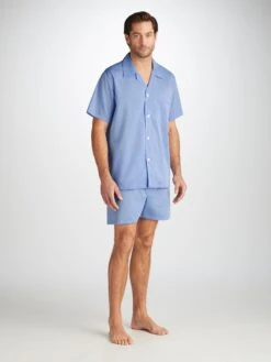 Men's Short Pyjamas Amalfi Cotton Batiste Blue 11 Men's Short Pyjamas Amalfi Cotton Batiste Blue -Derek Rose Shop 6250 AMAL001BLU 666