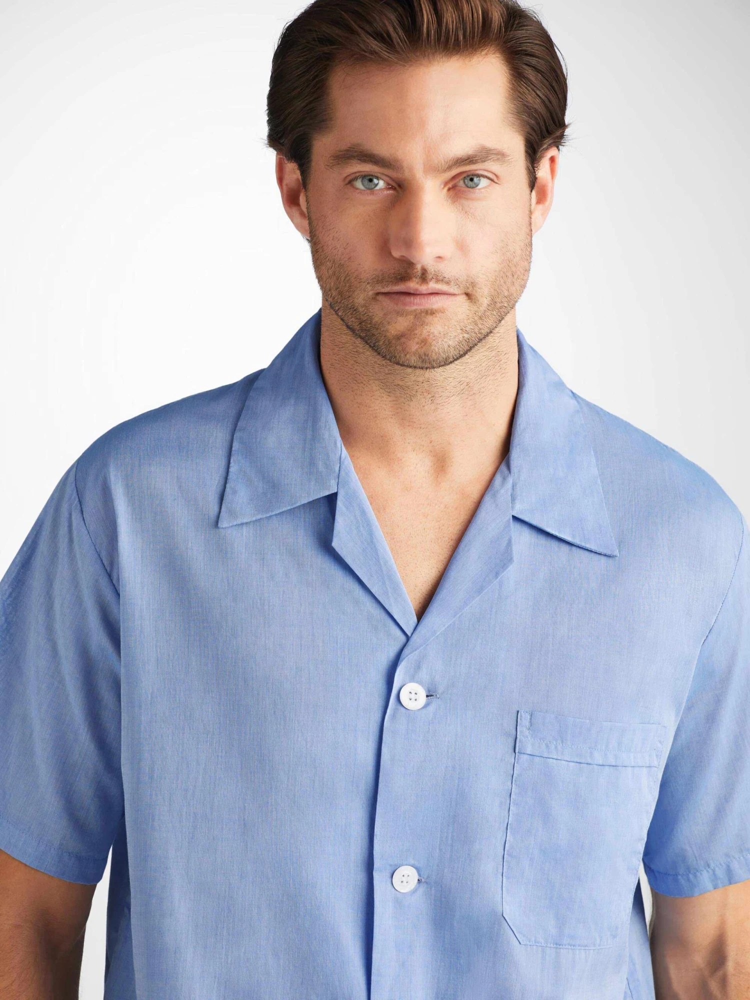 Men's Short Pyjamas Amalfi Cotton Batiste Blue 9 Men's Short Pyjamas Amalfi Cotton Batiste Blue - Image 7