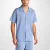 Men's Short Pyjamas Amalfi Cotton Batiste Blue -Derek Rose Shop 6250 AMAL001BLU 806