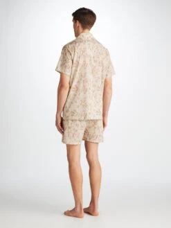 Men's Short Pyjamas Ledbury 73 Cotton Batiste Sand -Derek Rose Shop 6250 LEDB073SAN 33984