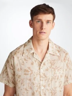 Men's Short Pyjamas Ledbury 73 Cotton Batiste Sand -Derek Rose Shop 6250 LEDB073SAN 34029