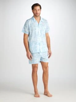 Men's Short Pyjamas Ledbury 77 Cotton Batiste White 9 Men's Short Pyjamas Ledbury 77 Cotton Batiste White -Derek Rose Shop 6250 LEDB077WHI 525