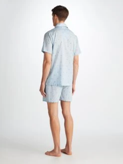 Men's Short Pyjamas Nelson 100 Cotton Batiste Blue 10 Men's Short Pyjamas Nelson 100 Cotton Batiste Blue -Derek Rose Shop 6250 NELS100BLU 33625