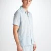 Men's Short Pyjamas Nelson 100 Cotton Batiste Blue -Derek Rose Shop 6250 NELS100BLU 33672