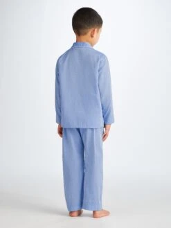 Kids' Pyjamas Amalfi Cotton Batiste Blue -Derek Rose Shop 7025 AMAL001BLU 168 back