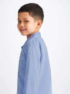 Kids' Pyjamas Amalfi Cotton Batiste Blue -Derek Rose Shop 7025 AMAL001BLU 168 side
