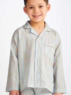 Kids' Pyjamas Amalfi 20 Cotton Batiste Blue -Derek Rose Shop 7025 AMAL020BLU crop