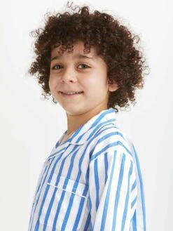 Kids' Pyjamas Capri 23 Cotton Blue -Derek Rose Shop 7025 CAPR023BLU crop
