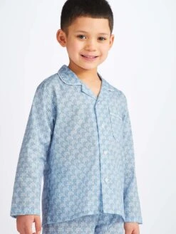 Kids' Pyjamas Ledbury 72 Cotton Batiste Blue -Derek Rose Shop 7025 LEDB072BLU crop