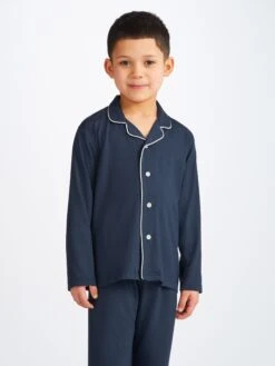 Kids' Pyjamas Basel Micro Modal Stretch Navy -Derek Rose Shop 7261 BASE001NAV crop