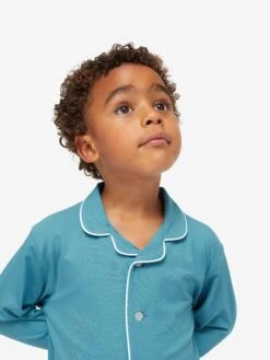 Kids' Pyjamas Basel Micro Modal Stretch Harbour Blue -Derek Rose Shop 7261 BASE014BLU 6568