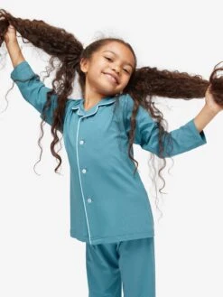 Kids' Pyjamas Basel Micro Modal Stretch Harbour Blue -Derek Rose Shop 7261 BASE014BLU 8065