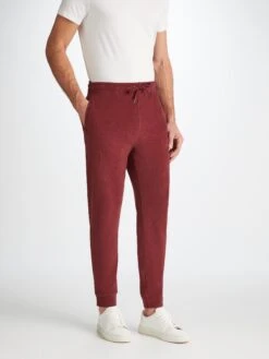 Men's Sweatpants Isaac Terry Cotton Burgundy -Derek Rose Shop 9255 ISAA001BUR 25156