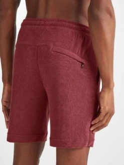 Men's Towelling Shorts Isaac Terry Cotton Burgundy 14 Men's Towelling Shorts Isaac Terry Cotton Burgundy -Derek Rose Shop 9305 ISAA001BUR 2096