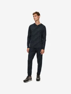 Men's Track Pants London 8 Micro Modal Black -Derek Rose Shop 9403 LOND008BLA 3439