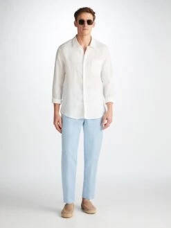 Men's Trousers Sydney 2 Linen Blue -Derek Rose Shop 9800 SYDN002BLU 31884