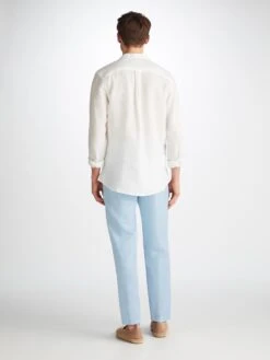 Men's Trousers Sydney 2 Linen Blue -Derek Rose Shop 9800 SYDN002BLU 31894