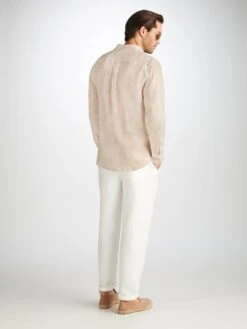 Men's Shirt Milan 24 Linen Sand -Derek Rose Shop 9820 MILA024SAN 2843