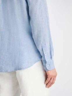 Men's Shirt Monaco Linen Blue -Derek Rose Shop 9820 MONA001BLU 31626