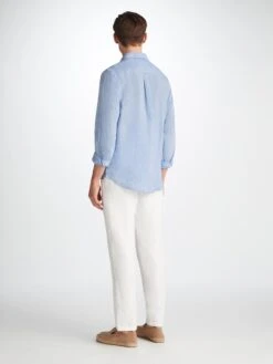 Men's Shirt Monaco Linen Blue -Derek Rose Shop 9820 MONA001BLU 31674