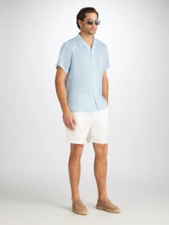 Men's Shirt Milan 24 Linen Blue -Derek Rose Shop 9825 MILA024BLU 2635