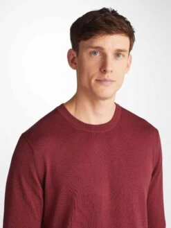 Men's Sweater Jacob Sea Island Cotton Burgundy -Derek Rose Shop 9830 JACO001BUR 34868