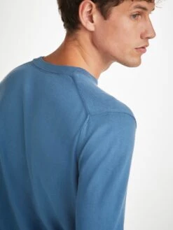 Men's Sweater Jacob Sea Island Storm Blue -Derek Rose Shop 9830 JACO002BLU shoulder