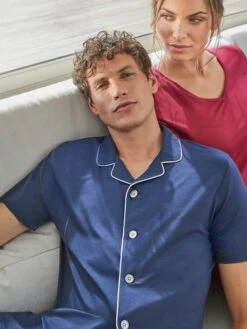 Men's Short Pyjamas Basel Micro Modal Stretch Navy -Derek Rose Shop JULY JERSEY SUMMER SLEEPWEAR DOUBLE 058 R3 copy