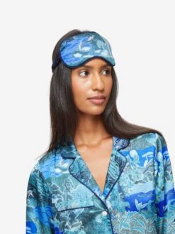 Eye Mask Brindisi 86 Silk Satin Multi -Derek Rose Shop eye mask brindisi 86 silk satin multi female model detail 1