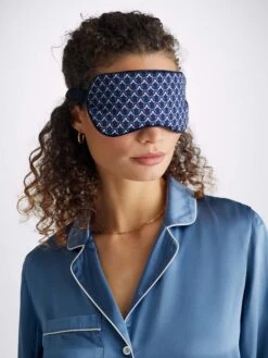 Eye Mask Brindisi 94 Silk Satin Navy -Derek Rose Shop eye mask brindisi silk satin navy down