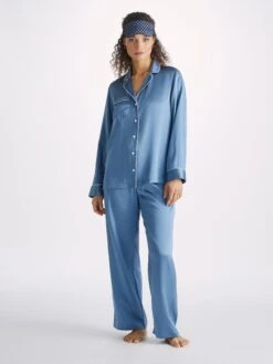 Eye Mask Brindisi 94 Silk Satin Navy -Derek Rose Shop eye mask brindisi silk satin navy front