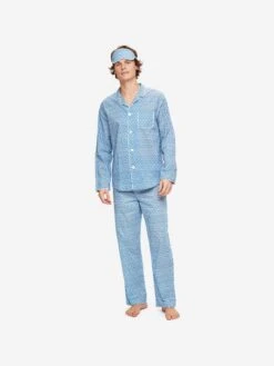 Eye Mask Nelson 87 Cotton Batiste Blue 17 Eye Mask Nelson 87 Cotton Batiste Blue -Derek Rose Shop eye mask nelson 87 cotton batiste blue man full